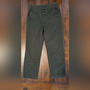 Chloe Stora Cotton Button Fly Trousers Olive Green Size EU 36 /US 4